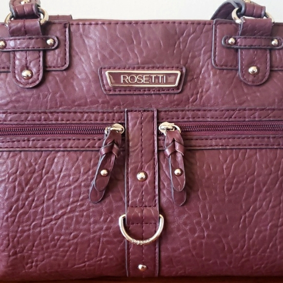 Rosetti Midtown Eggplant Leather Satchel Bag / Shoulder Purse. - Picture 2 of 16